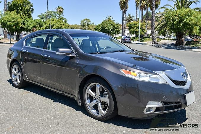 Replacement for 2009-2014 Acura TL | EOS Visors JDM Mugen Tape-On Style Smoke Tinted Side Vents Window Rain Guard Deflectors