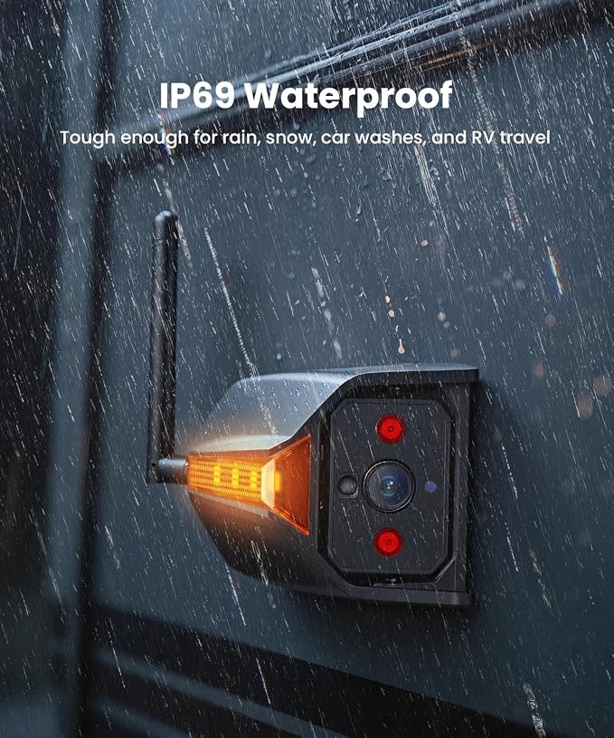 RV Backup Camera Wireless System: Left/Right Side Cameras | Adjustable Angle IR Night Vision, IP69K Waterproof, Works Only with WF1, for Class A/B/C Motorhome, 5th Wheel, Travel Trailer