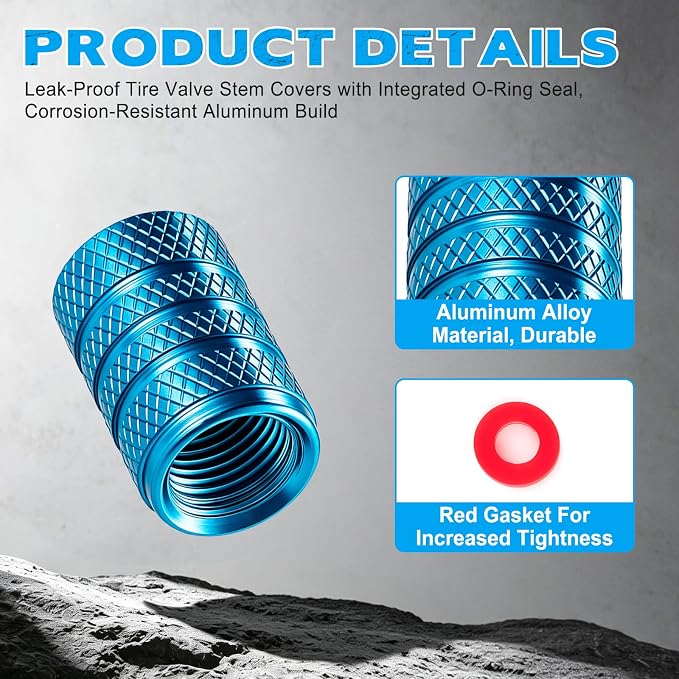 12PCS Tire Valve Stem Caps, Car Exterior Accessories, Aluminum Alloy Valve Cover Universal for Cars, Trucks, Motorcycles and Bicycles (Sky Blue)