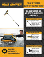 ABTT5212 Telescoping Scratch-Free Snow Brush with End Scraper and Cushioned Grip, 52-Inch