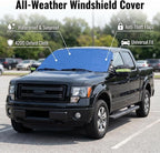 Windshield Cover for Pickup Trucks SUVs Sedans, Heavy Duty Waterproof All-Season Snow Ice Sun Protector, Universal Car Windshield Guard with Anti-Theft Side Flaps, Heat Shield, Blue