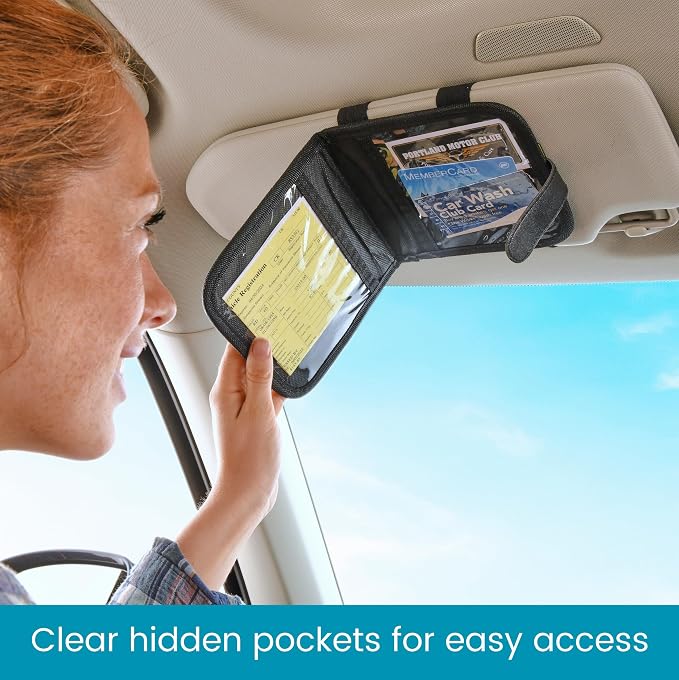 Car Visor Organizer and Registration and Insurance Card Holder with Clear Document Pockets and 3 Card Holders - Vehicle Document Holder for Cars, Trucks and SUVs - 12 pack