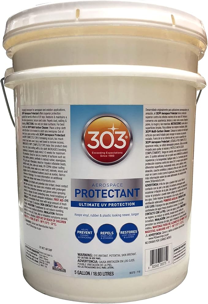 Aerospace Protectant Spray, UV Protection, Repels Dust, Dirt, & Staining, Matte Finish, Restores Like-New Appearance, Outdoor Cleaning Supplies 5 Gallons