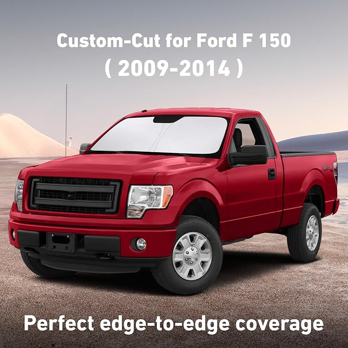 Windshield Sunshade Compatible for Ford F150 2009-2012 2013 2014, Sun Visor for Front Windshield & Window Sun Shade Cover, UV Heat Blocker & Protector, Car Accessories