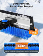 47.2" Ice Scrapers for Car Windshield, 3 in 1 Sturdy Snow Brush with Squeegee, 10 Adjustable Length Settings, Extendable Aluminum Handle, 180° Pivoting Snow Scraper for Car, Truck, SUV(Blue)