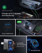 Wireless FM Transmitter — Bluetooth Car Radio & Charger Adapter