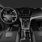 Leather Steering Wheel Cover and Waterproof Car Floor Mats,Microfiber Universal Car Combo Fit for 95% Sedan,SUV,Cars,14.5-15inch Sporty Anti-Slip Safety Comfortable Design(Carbon Fiber Black)