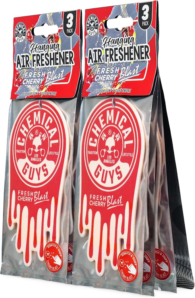 Hanging Air Freshener, Fresh Cherry Scent 6 Pack, Great for Cars, Trucks, SUVs, RVs, Home, Garage, Workspace, Dorm Room & More (2 x 3 Packs) - AIR40602