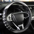 PU Leather Car Steering Wheel Cover with Anti-Slip Grip, for Women and Men, Universal Fit for 14.5-15 Inch Cars, Trucks, SUVs (Gray (Round), Medium(Standard) Size[14 1/2''-15''])
