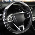 PU Leather Car Steering Wheel Cover with Anti-Slip Grip, for Women and Men, Universal Fit for 14.5-15 Inch Cars, Trucks, SUVs (Gray (Round), Medium(Standard) Size[14 1/2''-15''])