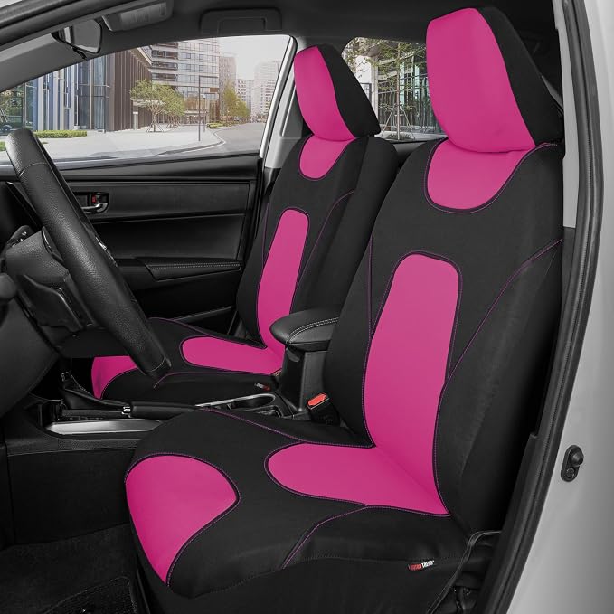 AquaShield Waterproof Front Seat Covers, Pink Seat Covers for Cars – Neoprene Front Car Seats Cover, SUV Seat Covers Protector - Car Interior Cover for Auto, Trucks, & Dog Owners