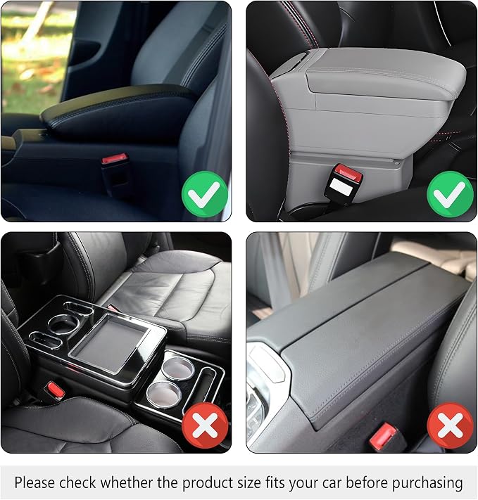 Stacool Upgraded Car Center Console Cover,Microfiber Leather Car Armrest Cover Cushion with 2 Storage Bags,Universal Car Armrest Storage Box (Cream)