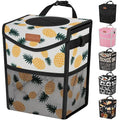 Car Trash Can with Lid, Cute Leakproof Car Trash Garbage Bag Hanging Vehicle Trash Bin Small Portable Automotive Garbage Cans Organizer for Back/Front Seat/Console(2.8 gal,Pineapple Print