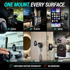 Clutch-X™ Black – Vacuum Phone Mount Suction Cup Car Phone Holder for iPhone, Window Phone Mount for Travel, 360° Vacuum Magnetic Phone Holder for Car, Magnetic Phone Holder with Suction Cup