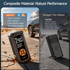 Tire Inflator Portable Air Compressor, Dual Power - 6000mAh & 12V DC, Cordless Air Pump for Car Tires, Bikes, Motorcycle, Balls with LED & Digital Pressure Gauge, Auto Shut-off