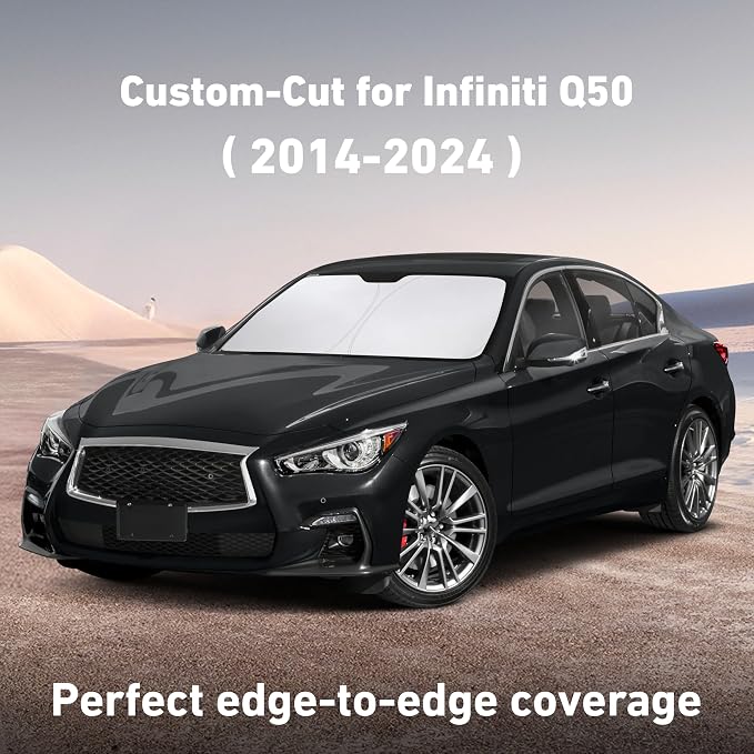 Windshield Sunshade Compatible for Infiniti Q50 2014-2022 2023 2024, Sun Visor for Front Windshield & Window Sun Shade Cover, UV Heat Blocker & Protector, Car Accessories