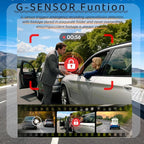 3 Channel Mirror Dash Cam, 12" Triple Rear View Mirror with Front 4K, Inside and Rear 1080P Cameras with 5.8GHz WiFi, G-Sensor, Night Vision, Reverse Assist, Parking Monitor