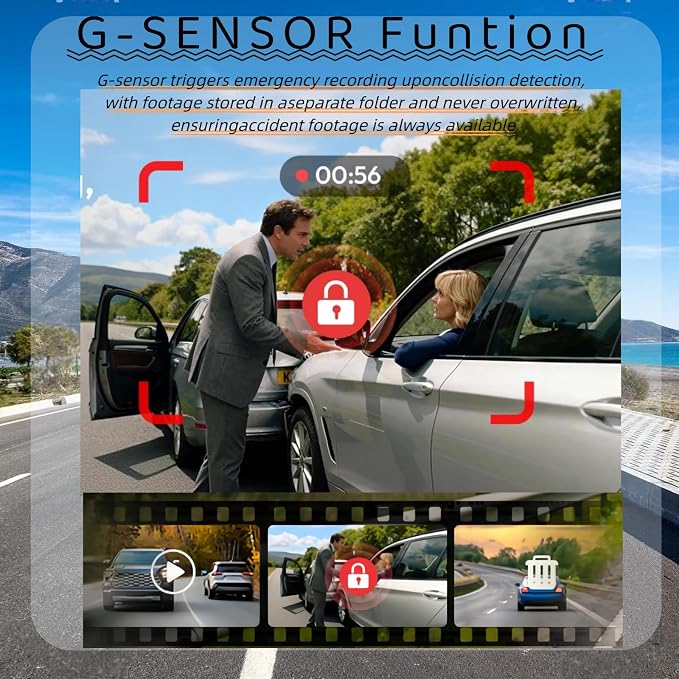 3 Channel Mirror Dash Cam, 12" Triple Rear View Mirror with Front 4K, Inside and Rear 1080P Cameras with 5.8GHz WiFi, G-Sensor, Night Vision, Reverse Assist, Parking Monitor