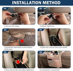 Car Net Pocket Handbag Holder Between Seats Back Storage Organizer 3 - Layers Purse Holder for Console Front Seat Storage Barrier, Beige