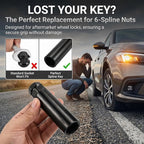 Small 6 Spline Lug Nut Socket, Car Wheel Lock Removal Tool, Replacement Lock Key for Aftermarket 6-Spline Wheel Nuts, for 19 mm (3/4 Inch) & 21 mm (13/16 Inch) Hex Socket Wrench