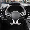 Furry Cute Soft D Shaped Steering Wheel Cover 14 inch Black Gray | Fluffy Short Plush Car Accessories, Non-Slip Cold-Proof Sweat-Proof Colorfast, Small 13.5 inch to 14 inch