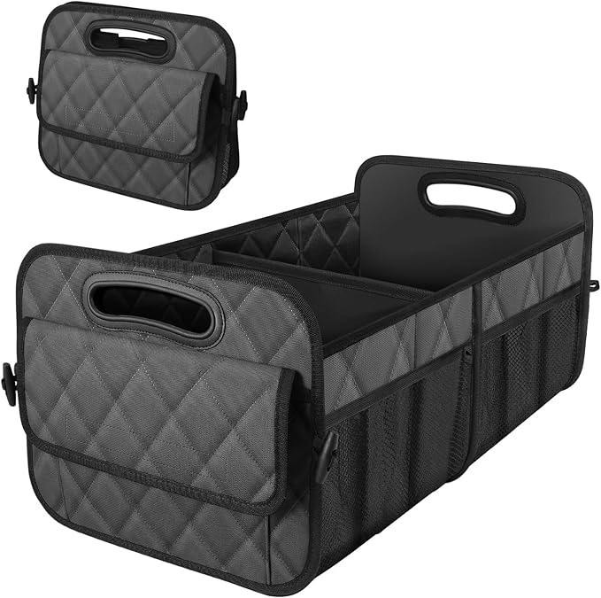 Trunk Organziers and Storage with Reinforced Handles,Car Accessories for Women/Men 50L Waterproof Polyester Trunk Organzier for Car/SUV/Minivan/Truck(Medium,Charcoal)
