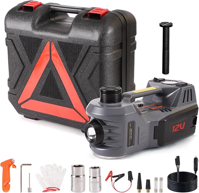 Portable 5 Ton 12V Electric Car Jack Kit Hydraulic Floor Jack with Tire Inflator Pump for Vehicle Emergency Repair Kit 11023lbs Jack Only
