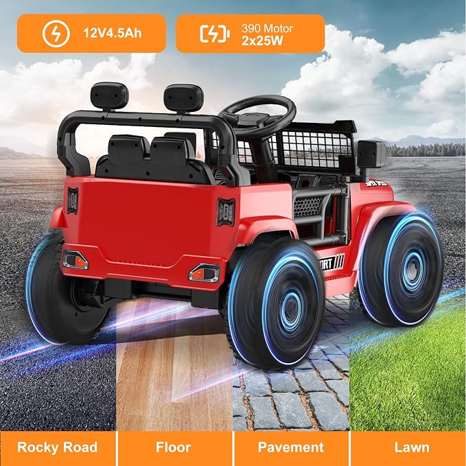 12V Ride on Car with Parent Remote Control, Toddler Electric Car with Spring Suspension, LED Lights & Music Player - Safe Battery Toy for Kids, Christmas & Birthday Gift, Red