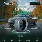 Fullway HP108 All-Season Passenger Car Performance Radial Tire-225/55R19 225/55/19 225/55-19 99V Load Range SL 4-Ply BSW Black Side Wall UTQG 380AA