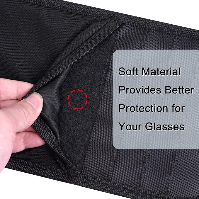 Car Sun Visor Organizer, Auto Storage Pouch with 3 CD Sleeves, Pen Holder, Strap & Pocket for Sunglass, Document, Card -Black