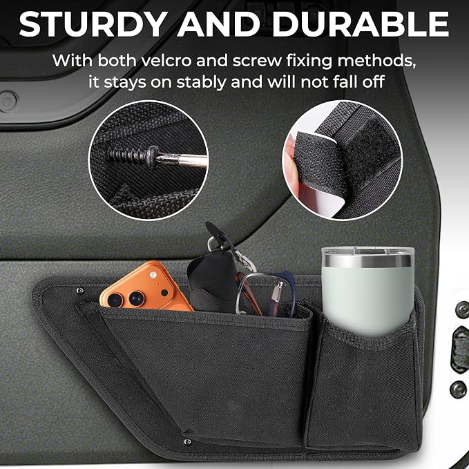 Oxford Front Door Storage Pockets Box, 2PCS Door Storage Pockets for 2011-2018 Jeep Wrangler JK JKU Accessories 2/4-Door, Door Net Pocket Replacement