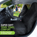 Towel Seat Cover, Waterproof Car Seat Protectors for Gym, Workout & Active Lifestyle, Universal Fit for Car SUV Truck Van, Non-Slip 3 Strap Design, Machine Washable, 1 Pack Black