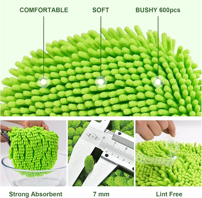 62" Car Wash Brush Kit Mitt Mop Sponge with Long Handle Chenille Microfiber Car Cleaning Brush Kit Supplies Car Washing Mop Kit Car Care Kit of Scratch-Free Replacement Head for Car RV Truck