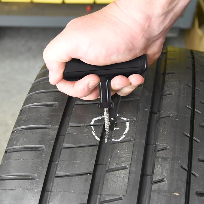 Rugged Tire Plug Kit 20504 Quick & Easy Repair for Flat Tire Puncture, Ideal for ATVs, wheelbarrows, Lawn mowers and Other tubeless Off-Road Tires, 28-piece kit