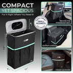RoadBin™ Car Trash Can – Slim 4" 2.5 Gallon Space-Saving Design, Stays Upright, Leakproof & Odor-Proof Car Garbage Can for Clean, Clutter-Free Cars, Trucks & SUVs