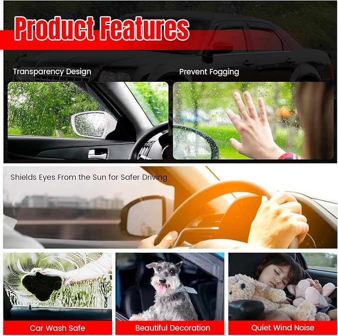 Fit 2011-2018 Volkswagen Jetta Slim Style Acrylic Window Visors Rain Guard |, Dark Smoke, Car Rain Sun Window Shade Guard Visor, 2012 2013 2014 2015 2016 2017, Car Wash Safe, Waterproof