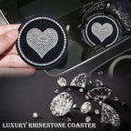 2PCS Sparkling Car Cup Holder Coaster – 2.75 Inch Silicone Insert – Non-Slip, Shockproof – Universal Auto Interior Accessories for Women Girls (Black & White)