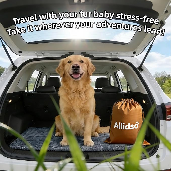Dog Car Seat Cover, Pet Couch Covers for Car and Sofa, Non-Slip Backseat Pet Bed Mat, Machine Washable, Soft Plush Travel Seat Protector with Portable Storage Bag (Grey,23.6''×82'')