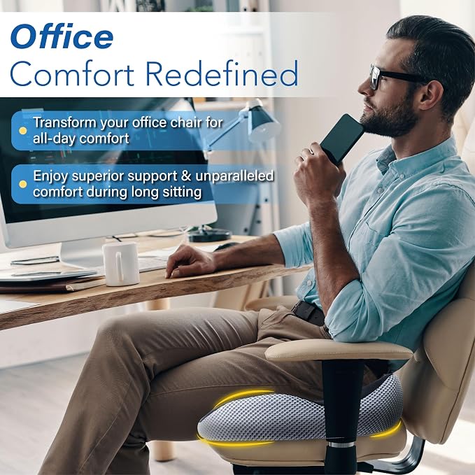 Car Seat Cushion for Driving, Car Seat Pillow for Short Drivers | Ergonomic Memory Foam Seat Cushion for Pain Relief, Adult Booster Seat for Car, Butt Cushion for Car, Truck, Office, B&G