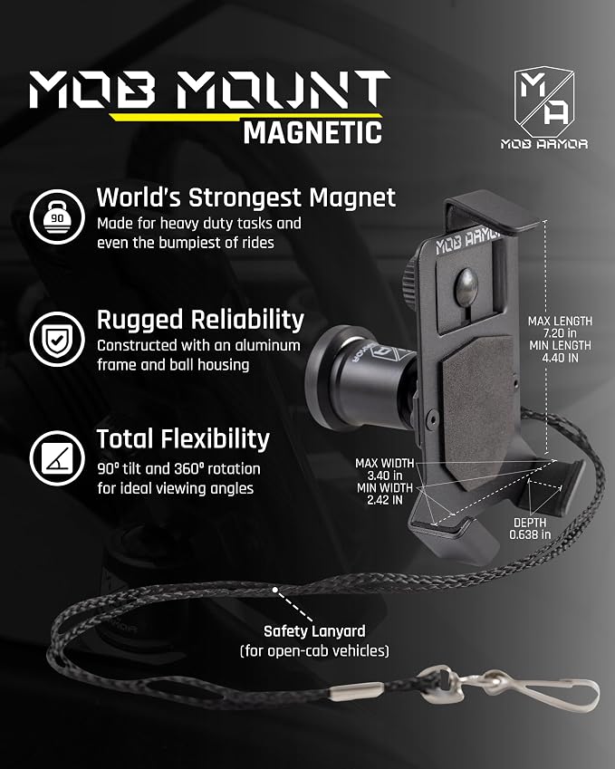 Heavy Duty Magnetic Phone Mount for Car - Universal Car Phone Holder for iPhone & Android, Strong Magnet for Off-Road & Commercial Vehicles, Cell Phone Car Accessories for Women & Men
