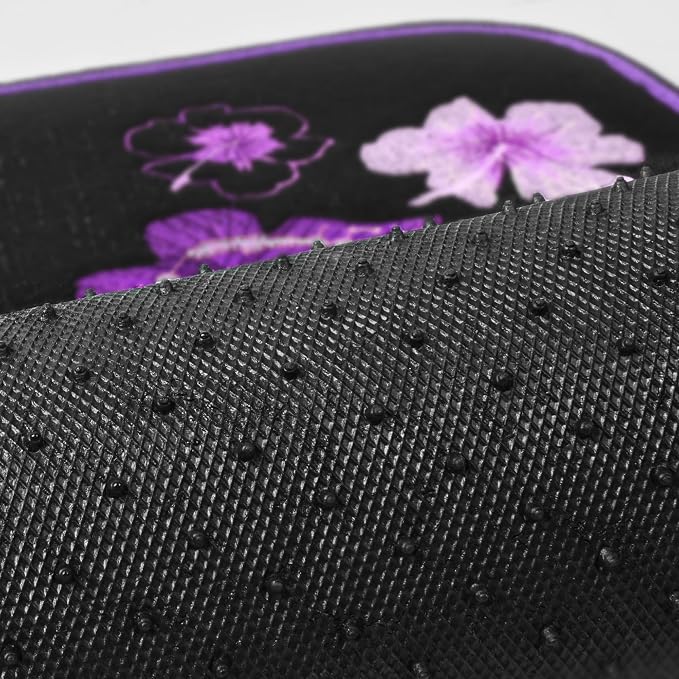 Butterfly Steering Wheel Cover and Waterproof Car Floor Mats,Purple Car Mats 14.5-15inch Steering Wheel Covers Universal Fit for Suvs,Sedans Cars,for Women Girl(Black and Purple)