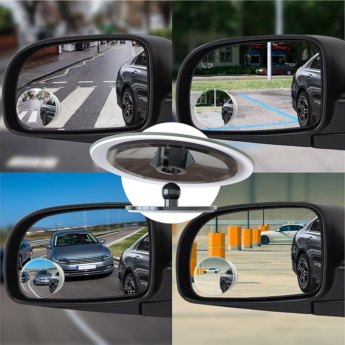 Blind Spot Mirrors 2 Pack, Car Accessories Frameless Side Mirror Blindspot Convex HD Glass, Side View Mirror Blindspot with Wide Angle Adjustable Stick for Car SUV and Trucks