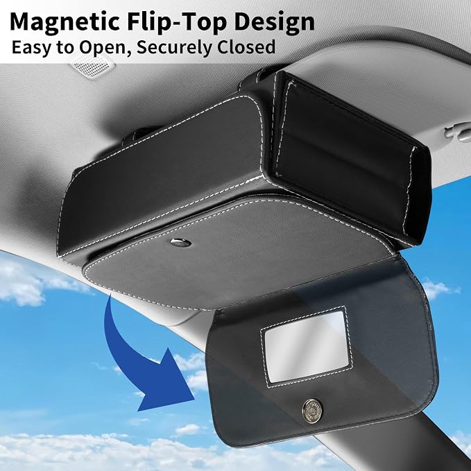 Car Tissue Holder Leather PU Tissues Box Cover for Sun Visor Extra Large Rectangle Napkin Holder Fits for Various Tissue Sizes Soft Tissues Storage & Organization