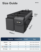Trunk Organizer for Car - Car Organizer, Foldable Trunk organizer for SUVs & Sedans, Sturdy Organization for Car Accessories, Tools, Sundries, Black, 3 Compartments, 31.9"×12.6"×10.6"