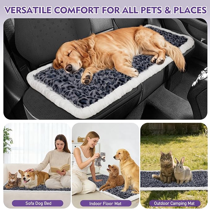 Backseat Dog Bed Mat for Car, Non-Slip Scratch-Resistant Dog Car Seat Cover, Soft Thick Pet Travel Cushion, Washable Back Seat Protector Blanket for Cars SUVs Trucks, 53 x 24 Inches