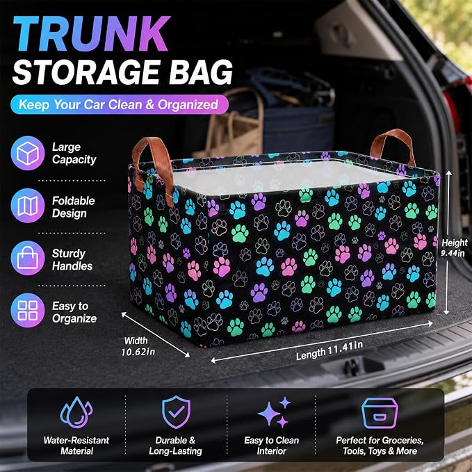 Jesus Car Trunk Organizer,20L Collapsible Auto Storage Basket with Handles, Waterproof Reusable Shopping Grocery Bags for SUV,Truck, Vintage Jesus Cars Boot Organizer Gifts for Women Men Drivers
