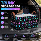 Bow Car Trunk Organizer,20L Collapsible Auto Storage Basket with Handles, Waterproof Reusable Shopping Grocery Bags for SUV, Truck, Pink Bow Cars Boot Organizer Gifts for Women Men Drivers