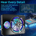 3000W Under Seat Subwoofer with Amp 10" Slim Powered Car Audio | 3-Way Full Range Sound with RGB Beat Sync LED, Bass Boost, Low Pass Filter, Plug & Play Design for Trucks SUVs and Cars