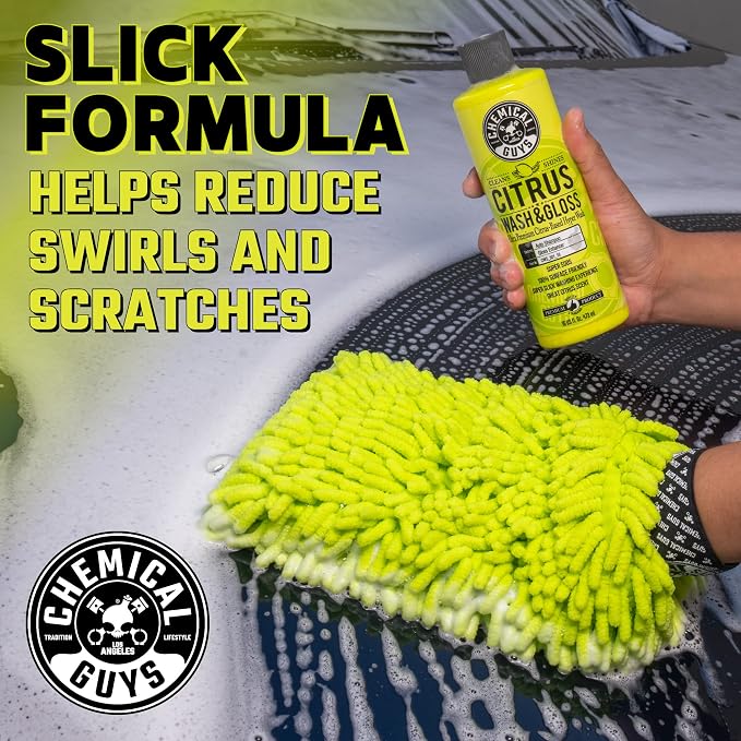 Citrus Wash & Gloss Foaming Car Wash Soap - High Suds Formula Foam Cannon Soap for Foam Blasters, or Bucket Washes - Safe on Paint, Clear Coat, and Wax, Citrus Scent - 16 oz