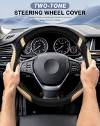 Steering Wheel Cover for Car Leather Universal Steering Wheel Covers for Men Women Fit Cars SUV Truck Pickup 15inch (Beige)